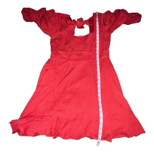 BOG Band of the Free Josette Aurora Red Puff Sleeve Mini‎ Dress Size Medium New thumbnail 6