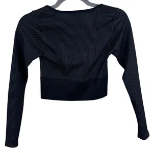 OFFLINE by Aerie‎ Womens Black Sidewalk Seamless Long Sleeve Crop Top Small thumbnail 4