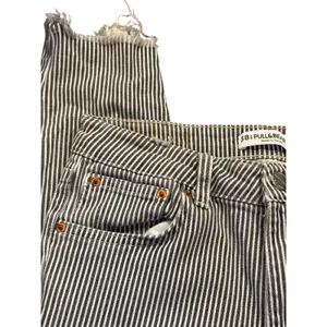 PULL&BEAR Striped Skinny Crop Jeans Sz 28 Gray White Raw Hem Stretch Cotton thumbnail 7