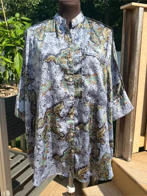 Free People Intimately Goddess Satin Paisley Oversized Sleep Shirt Size XS Boho thumbnail 1