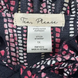 Tea Please Peasant Womens 1X Pink Black dots Balloon Sleeves Boho Blouse Top thumbnail 6