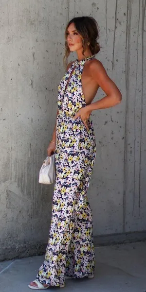 NWT VICI Bluma Floral Halter Jumpsuit Size L thumbnail 4