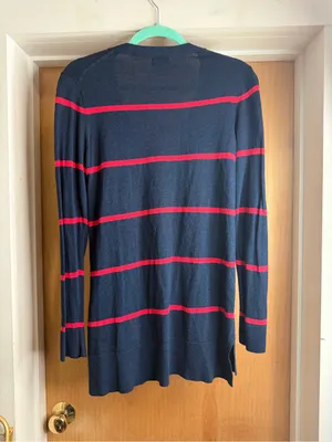 Old Navy Navy & Red Striped Cotton Blend Cardigan Size Small thumbnail 4