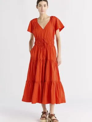 NWT V-Neck Tiered Cotton Maxi Dress thumbnail 2