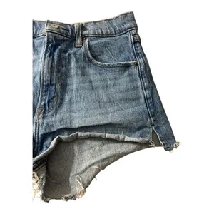 Abercrombie & Fitch The Mom Shorts High Rise Blue Denim Size 27/4 Cotton Slit thumbnail 4