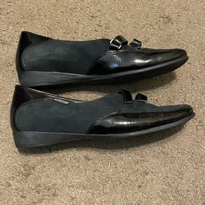 Womens Mephisto Black Faux Suede Leather Slip On‎ Wedge Loafers Size 8.5 thumbnail 2