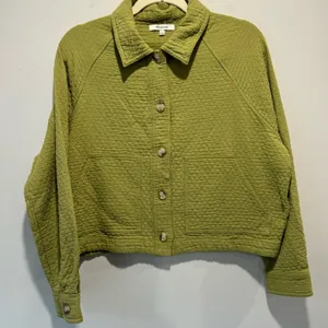 NWOT Madewell Quilted Crop Shirt-Jacket Shacket Button Down Green‎ NJ607 Medium thumbnail 2
