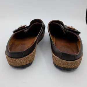 Haflinger Charlotte Brown Leather Cork Clog Mules Wood Button Womens 37 US 6-6.5 thumbnail 5