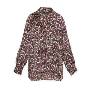 ZARA WMN'S Animal Print‎ Shirt Flowy V-neck Top Blouse S NWOT thumbnail 7