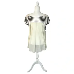 Free People French Kiss High Low Mixed Media Blouse Size Small thumbnail 6