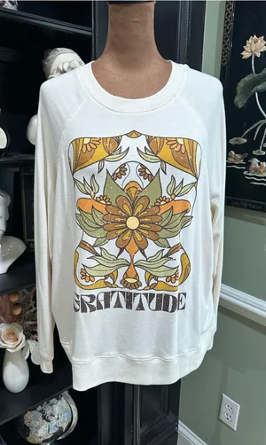 Altar’d State “GRATEFUL” Floral Sweater – Soft & Oversized – Size Small thumbnail 1