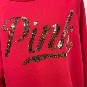 Victoria's Secret PINK Red Sequin hoodie Size M thumbnail 6