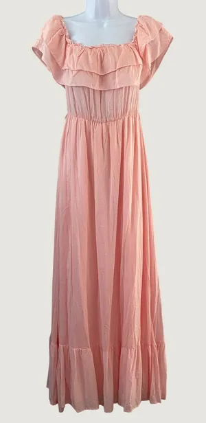 Pink Cottagecore Dress‎ Small Ruffle Coquette Feminine Romantic Peasant Girly thumbnail 1
