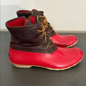 Sperry Women’s Waterproof Duck Boots Red Brown Leather‎ Fleece Lined Size 8 thumbnail 3