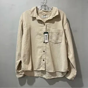 NEW Alpine Design corduroy shirt long Sleeve Morning Haze Size Large‎ Khaki Tan thumbnail 2
