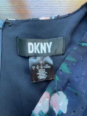 DKNY Navy Midi Dress with Pink Floral Print thumbnail 4