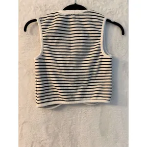 Atelier by Kirious Striped Knit Sweater Vest Black‎ White Button Front Small thumbnail 4