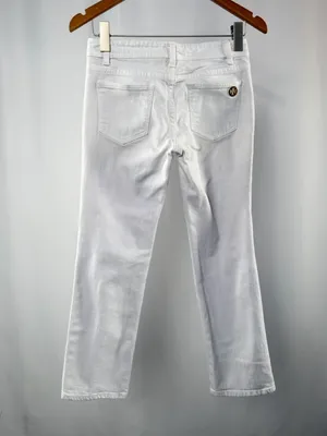 Tory Burch Low Rise Cotton Blend Cropped‎ Capri White Jeans Size 25 thumbnail 7