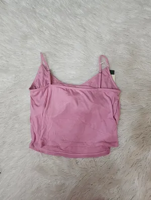 Halara Women’s PinkRibbed Knit Cowl Neck Adjustable Straps Built-in Bra Casual Tank Top thumbnail 11