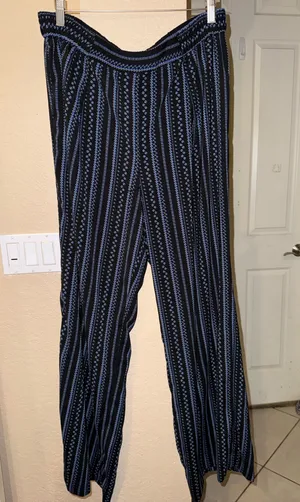 C 1946 Classic Plus Size 18/20W Black Blue Striped Wide Leg Pants thumbnail 1