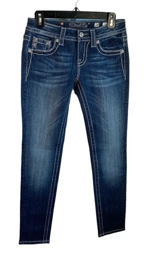 New Miss Me Jeans Womens‎ Sz 26 signature super skinny Denim Embellished Pockets thumbnail 1