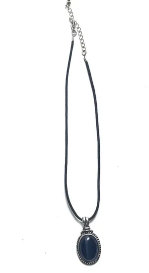 Women's Black Corded Round Pendant Necklace Fashion Statement Accessory thumbnail 1