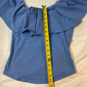 Free People Off Shoulder Blue Ruffle Neckline M Boho Coquette Girl Balletcore thumbnail 7