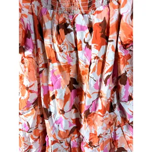 GeeGee Pink Orange Floral Smocked Puff Sleeve Tiered Mini Dress‎ 2XL thumbnail 7