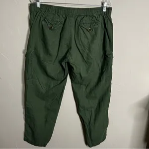 J.Crew‎ Army Green Linen Cotton Blend Utility Cargo Crop Pants thumbnail 7