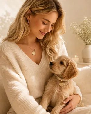 A New Day‎ Pet Mom Necklace and Pet Tag Set 14k Gold Dipped Cubic Zirconia New thumbnail 1