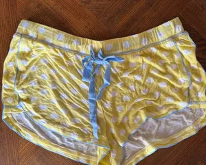 Honeydew Intimates Yellow Polka Dot Lounge Shorts with Blue Trim thumbnail 1