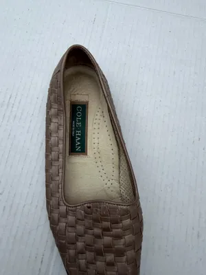 Cole Haan Woven Leather Flats Brown Slip On Loafers Made in Italy thumbnail 8