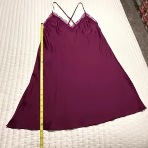 Victoria’s Secret Purple Lingerie Chemise Slip Nightie L Large Lace Trim thumbnail 2