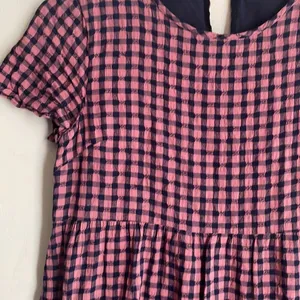 Madewell Short-Sleeve Tiered Mini Dress in Gingham Check thumbnail 7