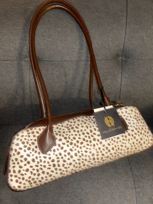 House of Harlow 1960 Genuine Calf Hair Dot Long Baguette Shoulder bag thumbnail 4