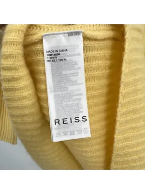Reiss Yellow Wool Cashmere Blend Ribbed V-Neck Sweater Size Small Quiet Luxury thumbnail 12