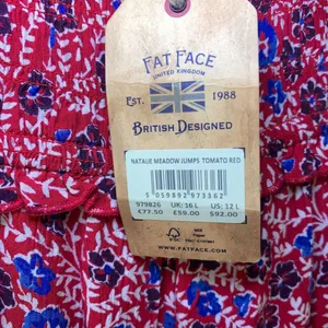 Fat Face Red Natalie Meadow Floral Milkmaid Cottagecore Wide Leg Jumpsuit Sz 12 thumbnail 8