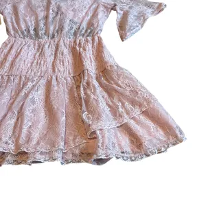 Free People Lala Dawn Rose Pink Lace Mini Dress Cutout Tie Front Size Large NWT thumbnail 10