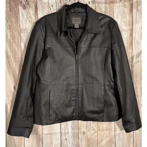 Vintage Uniform John Paul Richard Black Leather Jacket Womens Size 16 Minimalist thumbnail 1