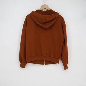 SHEIN Womens XS Burnt Orange Zip Up Hoodie Fleece Lined Rust Sweatshirt thumbnail 4