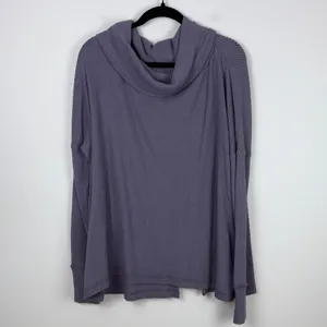 Free People We The Free Juicy Long Sleeve Cowl Neck Top Size Large Purple Smoke thumbnail 2