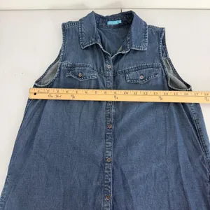J.McLaughlin Denim Shirt Dress Womens Small Sleeveless Lyocell Linen Blend Blue‎ thumbnail 11