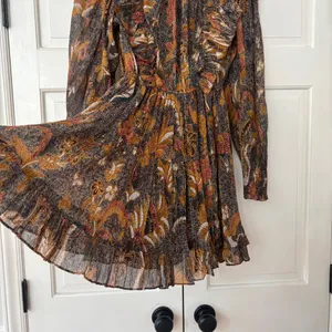 Ulla Johnson Vienne Bird of Paradise Mini Dress in Amber Size 2 Ruffle High Neck thumbnail 12