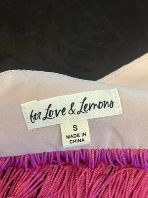 For Love & Lemons Tank Top Womens Small Pink Floral Fringe Halter Cropped Party thumbnail 9