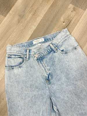 Abercrombie & Fitch 90s‎ Straight High Rise Crossover Jeans Stone Wash Blue 8 thumbnail 5