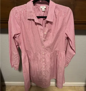 J. Crew Pink Striped Long Sleeve Dress thumbnail 1