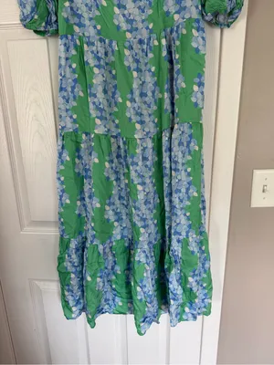 Emily McCarthy Blue Green Floral Flowy Maxi Dress Modest thumbnail 3