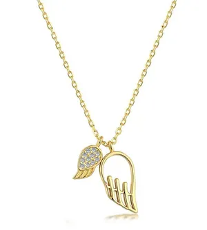 Boutique 14k gold plated sterling silver angel wings necklace thumbnail 4