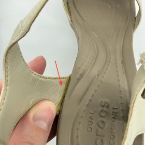 Crocs Leigh II Ankle Strap Wedge Sandal Beige Tan Women 10 Y2K Comfy Beach Vacay thumbnail 9