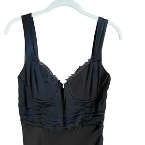 Astr Aeris Satin Lace Trim Maxi Dress Black Size Small Bustier Corset Whimsigoth thumbnail 5